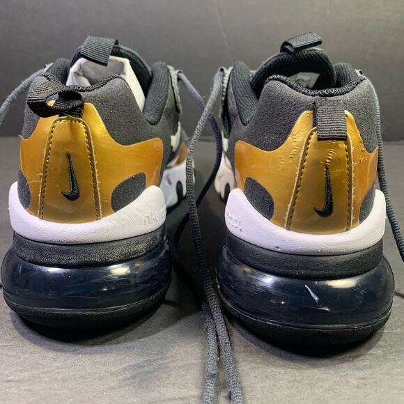 Nike Air Max 270 React Sneakers Black Gold Shoe Size 8 Womens or Youth 6.5 - Picture 4 of 11